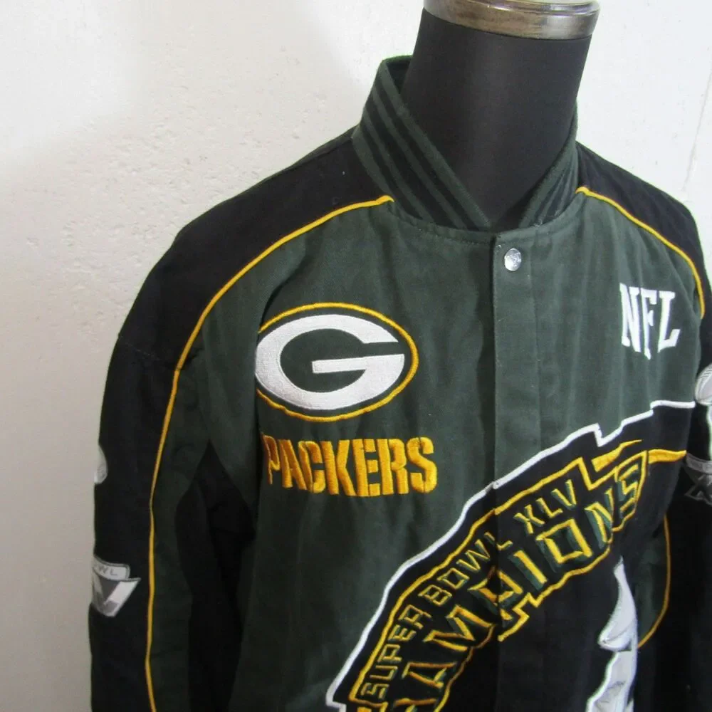 Green Bay Packers Super Bowl XLV Champions Varsity Jacket NFL Men's XL Coat